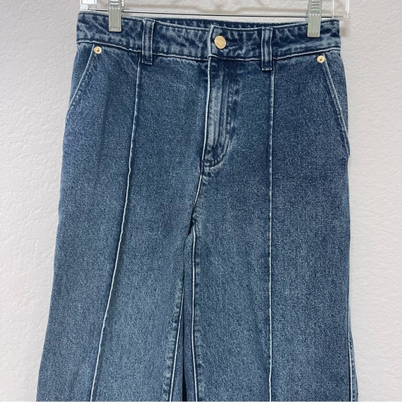 Michael Kors Pintuck Wide Leg Jeans High Rise Size 0 - Picture 3 of 5